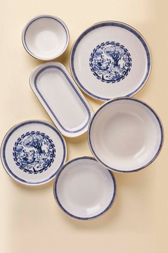 Perotti French Altın yaldızlı Stoneware Yemek Takımı 27 Parça 6 Kişilik Yemek Seti