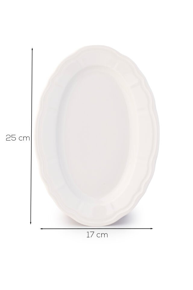 Porsima 4450 Tiffany Porselen Kayık Tabak Seti - Oval Kahvaltılık Sunumluk Seti 25cm