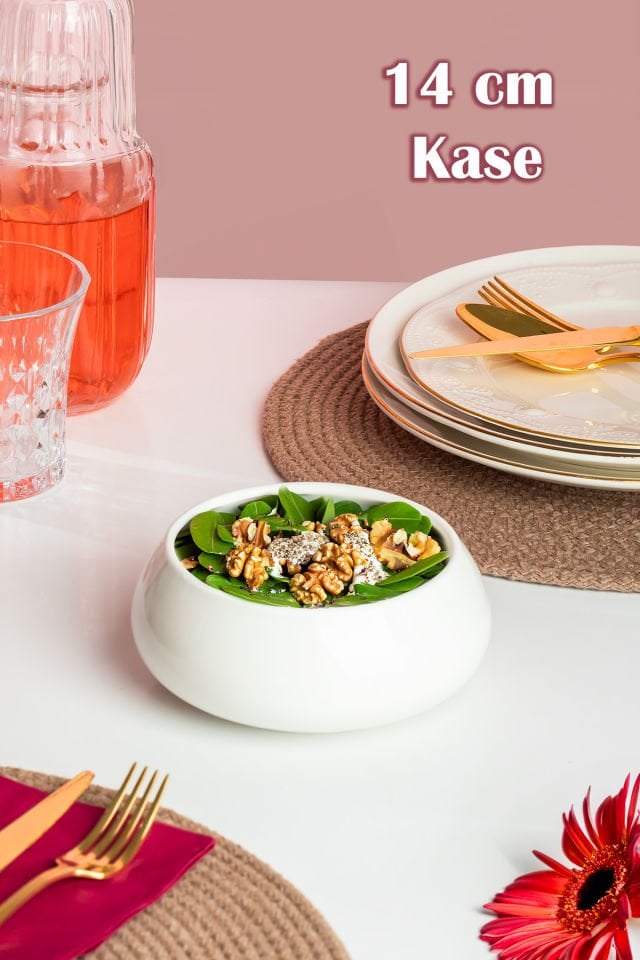 Porsima 900322 Porselen Kase Salata Kasesi Meze Tabağı Yemek Servis Tabağı Porselen Yuvarlak Kase