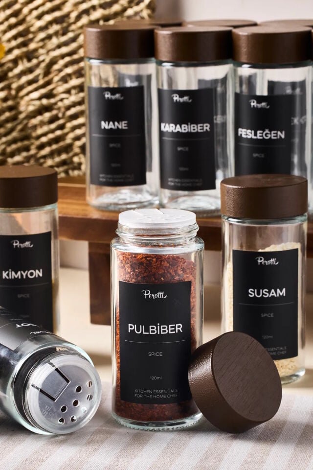 Perotti 16778 Raul Woody 12'li Akasya Kapak Baharatlık Seti 120ml