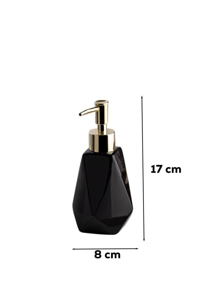 Porsima 3203 Porselen Sıvı Sabunluk - Tezgah Üstü Banyo Mutfak Lavabo Sabunluğu - 250 cc-siyah