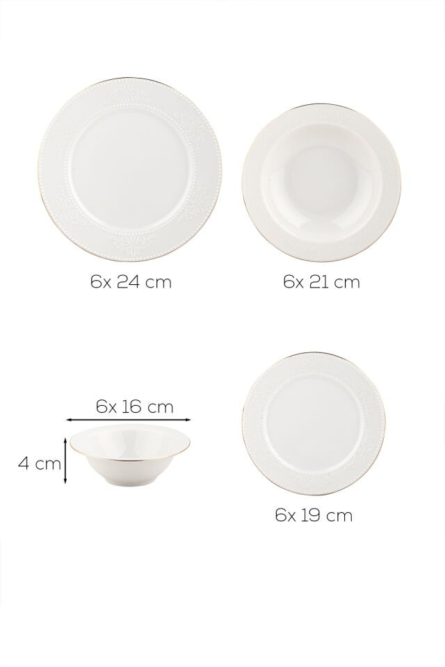 Porsima 4432 Burçak Altın Yaldızlı Yemek Takımı 24 Parça 6 Kişilik Yemek Seti