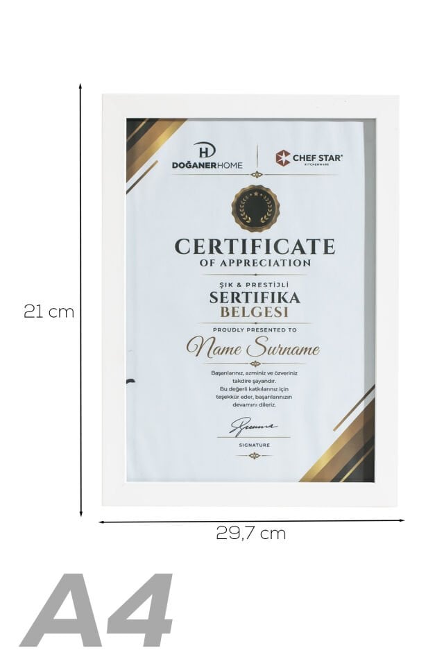 Porsima 4411 Beyaz Ahşap Modern Dekoratif Cam Fotoğraf Çerçevesi Masa Duvar Fotoğraf Çerçevesi 21x29,7cm