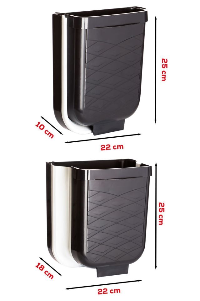 Porsima L-00869 Katlanabilir Askılı Akordiyon Çöp Kovası - Banyo Mutfak Tezgah Üstü Çöp Kutusu 6 Lt