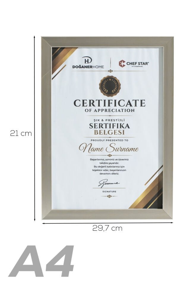 Porsima 4409 Gümüş Ahşap Modern Dekoratif Cam Fotoğraf Çerçevesi Masa Duvar Fotoğraf Çerçevesi 21x29,7cm