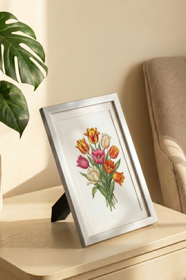 Porsima 4409 Gümüş Ahşap Modern Dekoratif Cam Fotoğraf Çerçevesi Masa Duvar Fotoğraf Çerçevesi 21x29,7cm