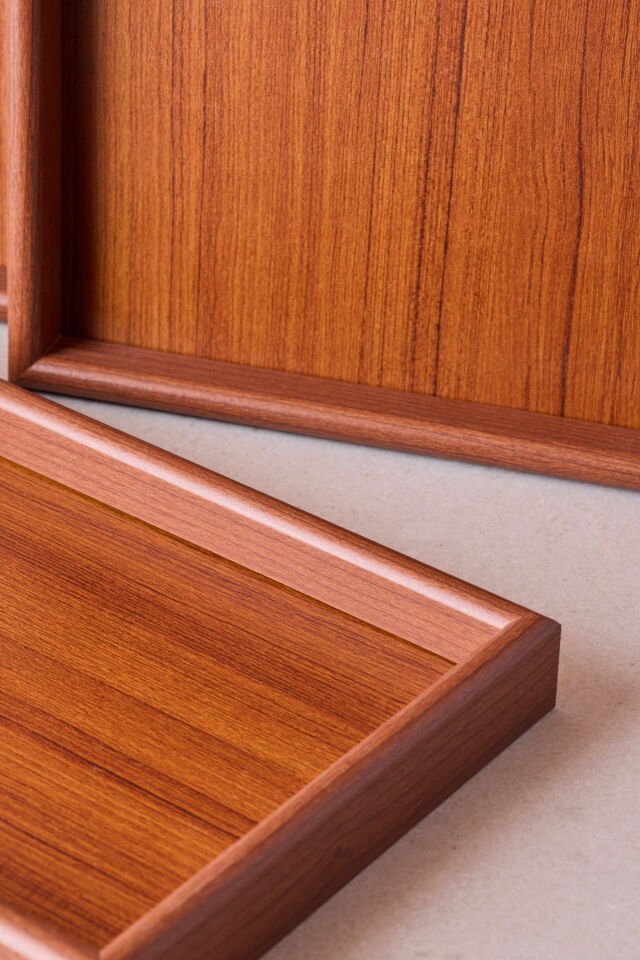 Porsima 130105044 Ahşap Tepsi 3lü Set Çay Kahve Bambu Sunumu Tepsi Seti Ahşap-kahve