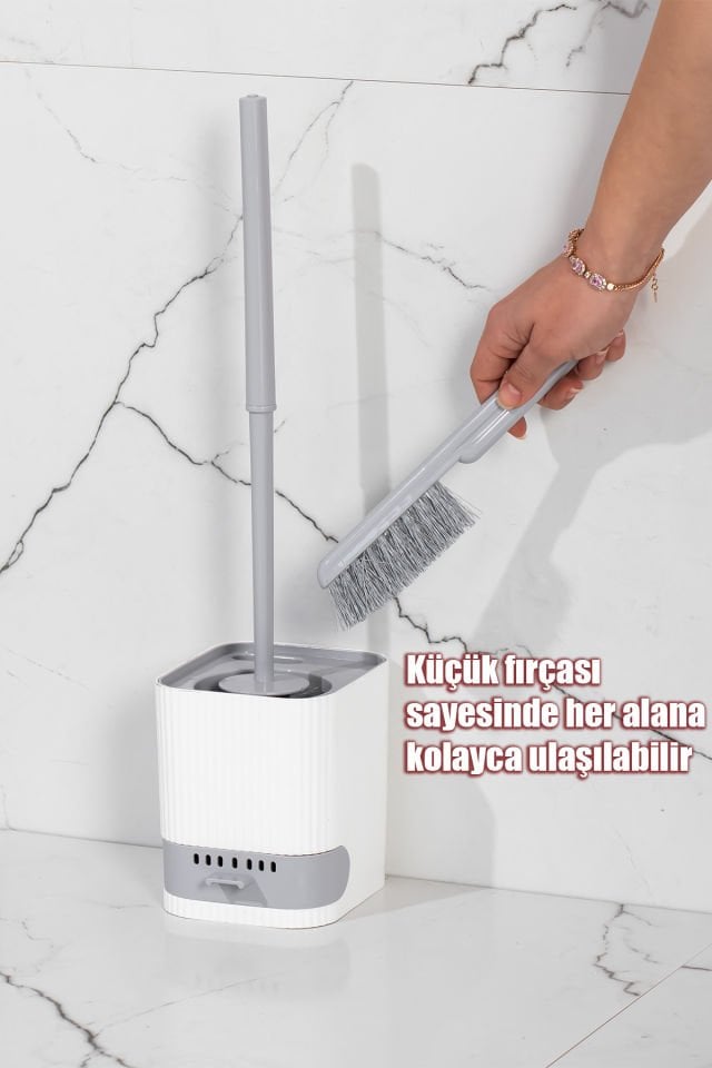 Porsima 2026 Su Akıtmayan Yapışkanlı Banyo Lavabo Wc Temizleme Fırçası- 2li Tuvalet Fırçası