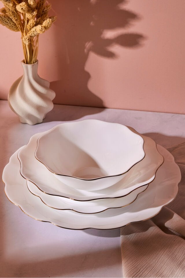 Perotti Petals Opal 24 Parça 6 Kişilik Gold Yaldızlı Yemek Takımı