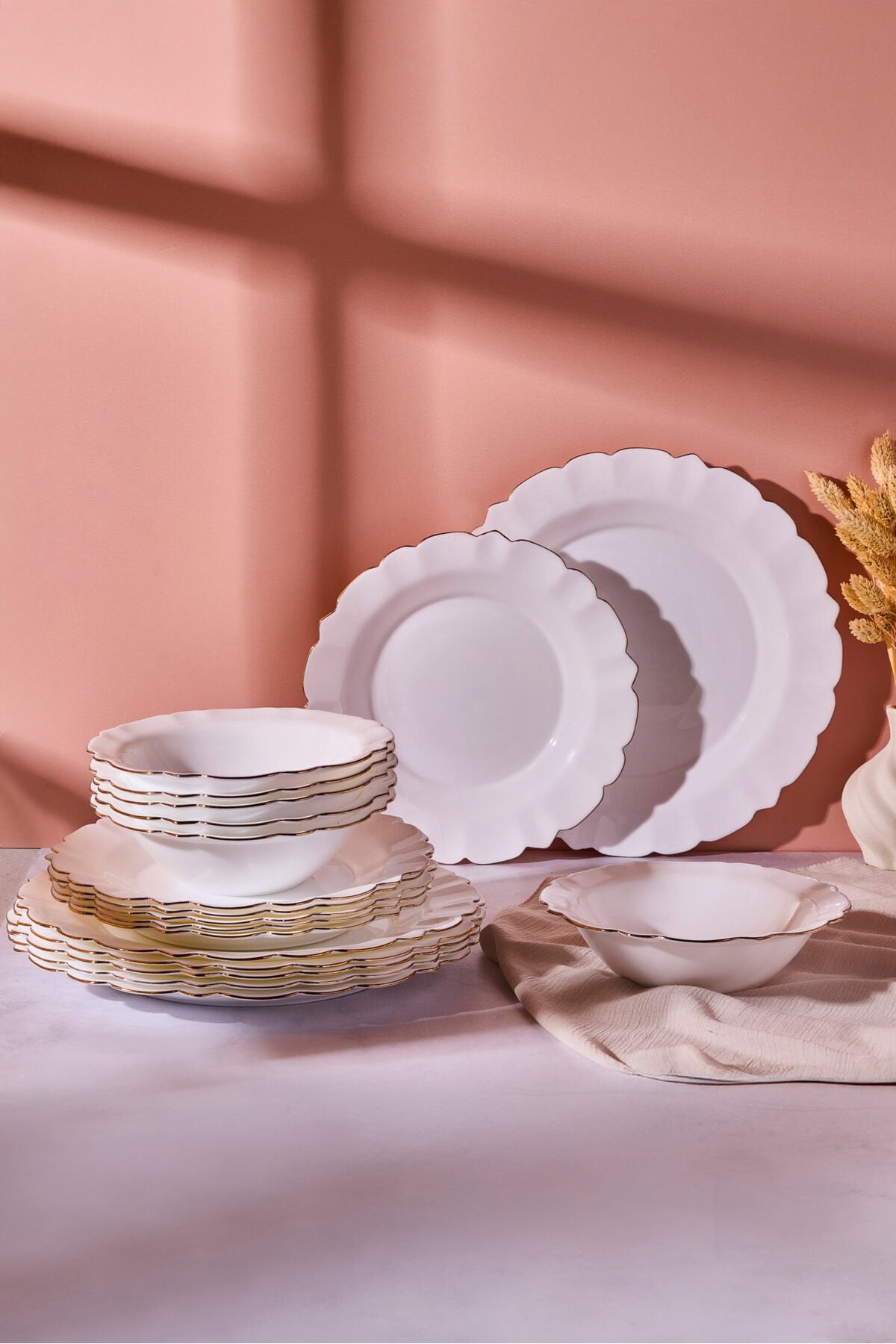 Perotti Sunflower Opal 18 Parça 6 Kişilik Gold Yaldızlı Yemek Takımı