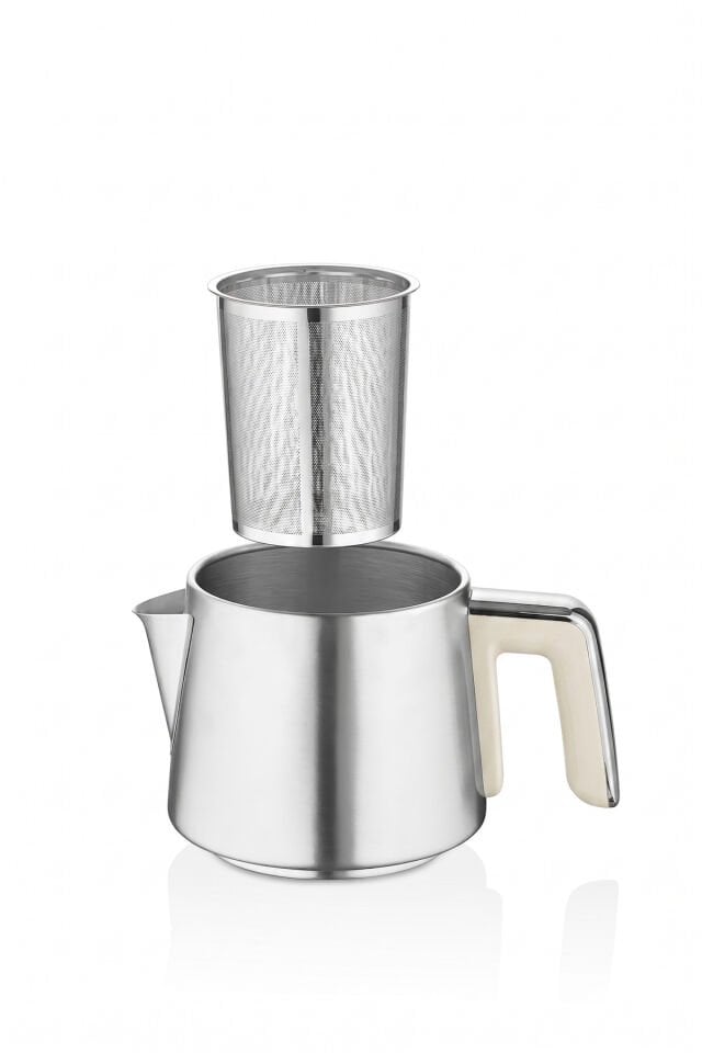 Özkent K-410-1 Gurme Çay Keyfi Paslanmaz Çelik Süzgeçli 1800W Krem 1,8+1 L