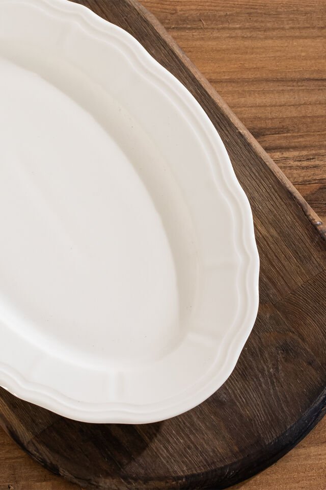 Porsima 4447 Tiffany Porselen Kayık Tabak Seti - Oval Kahvaltılık Sunumluk Seti 30cm