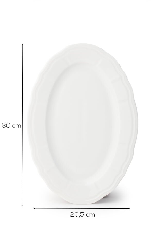 Porsima 4447 Tiffany Porselen Kayık Tabak Seti - Oval Kahvaltılık Sunumluk Seti 30cm