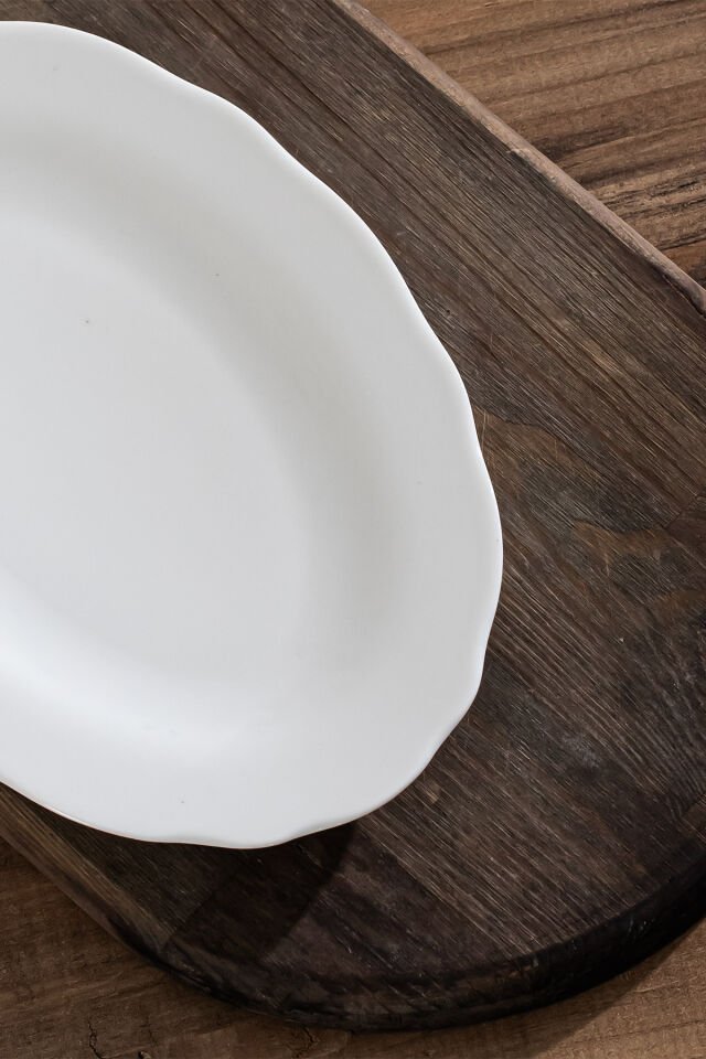 Porsima 4461 Gonca Porselen Kayık Tabak Seti - Oval Kahvaltılık Sunumluk Seti 25cm