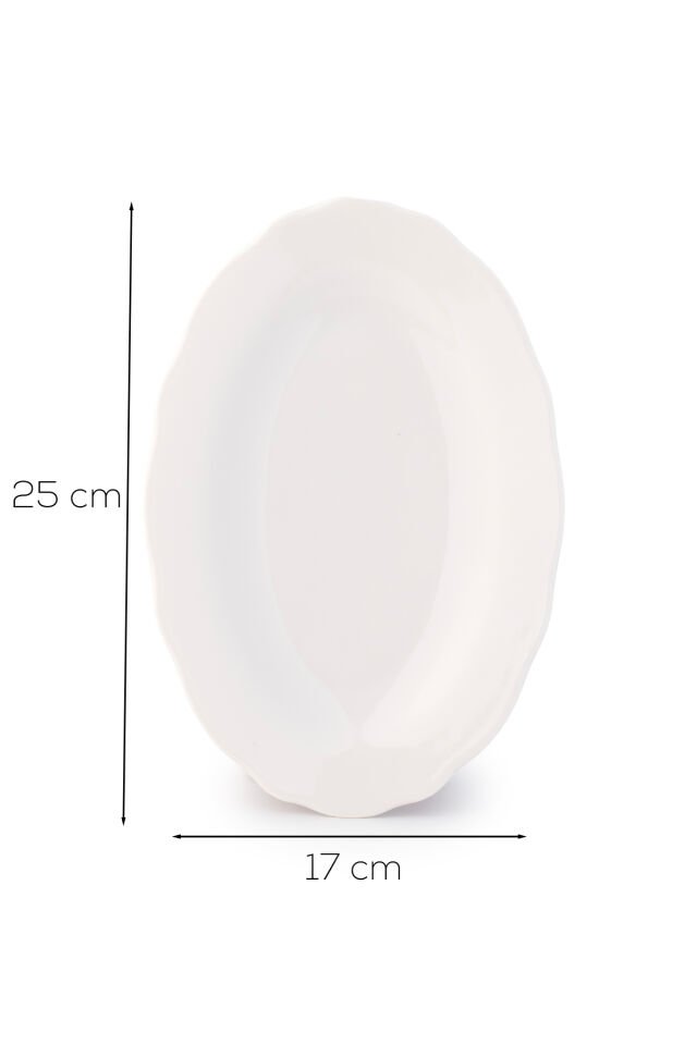 Porsima 4461 Gonca Porselen Kayık Tabak Seti - Oval Kahvaltılık Sunumluk Seti 25cm