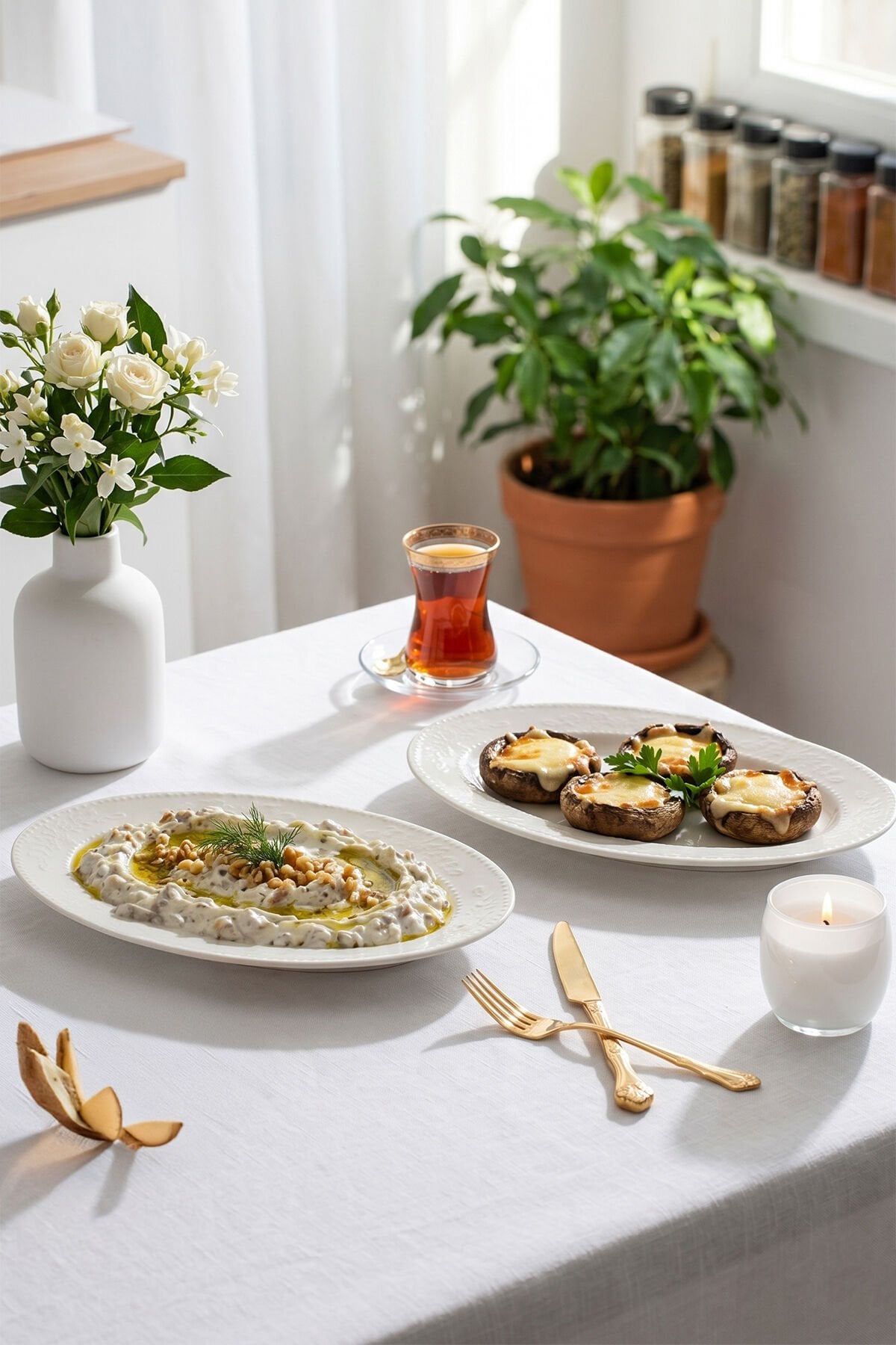 Porsima 4456 Burçak Porselen Kayık Tabak Seti - Oval Kahvaltılık Sunumluk Seti 30cm