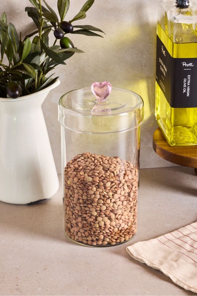 Perotti Hearts 1150 ml Borosilikat Cam Kavanoz 10x18 cm