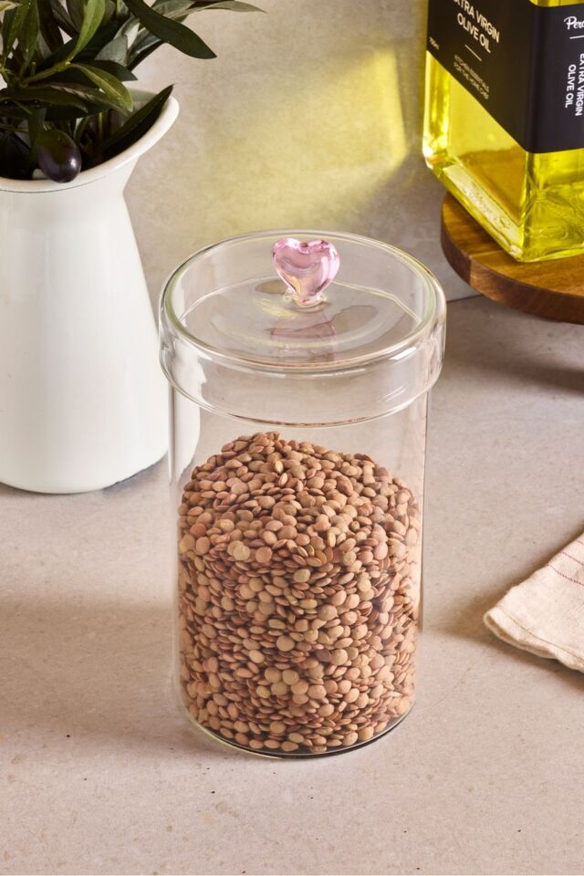 Perotti Hearts 1150 ml Borosilikat Cam Kavanoz 10x18 cm