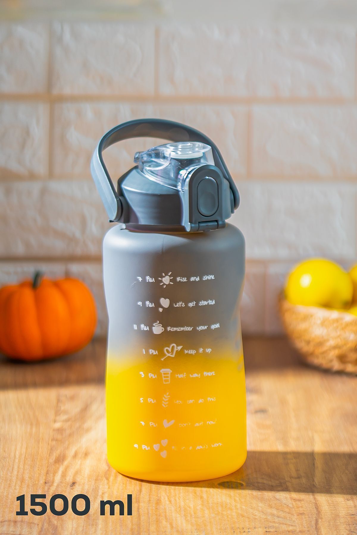 Porsima 700.105 Su Şişesi  Motivasyon Su Matarası Plastik Renkli Spor Suluk 1500 ml