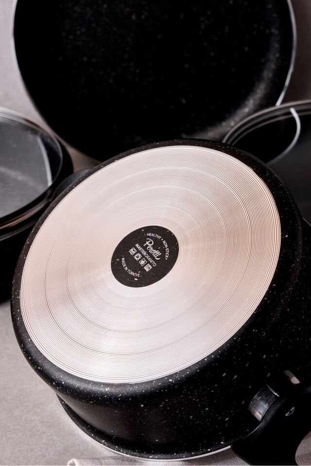 Perotti MasterGranito Black 7 Parça Tencere ve Tava Seti