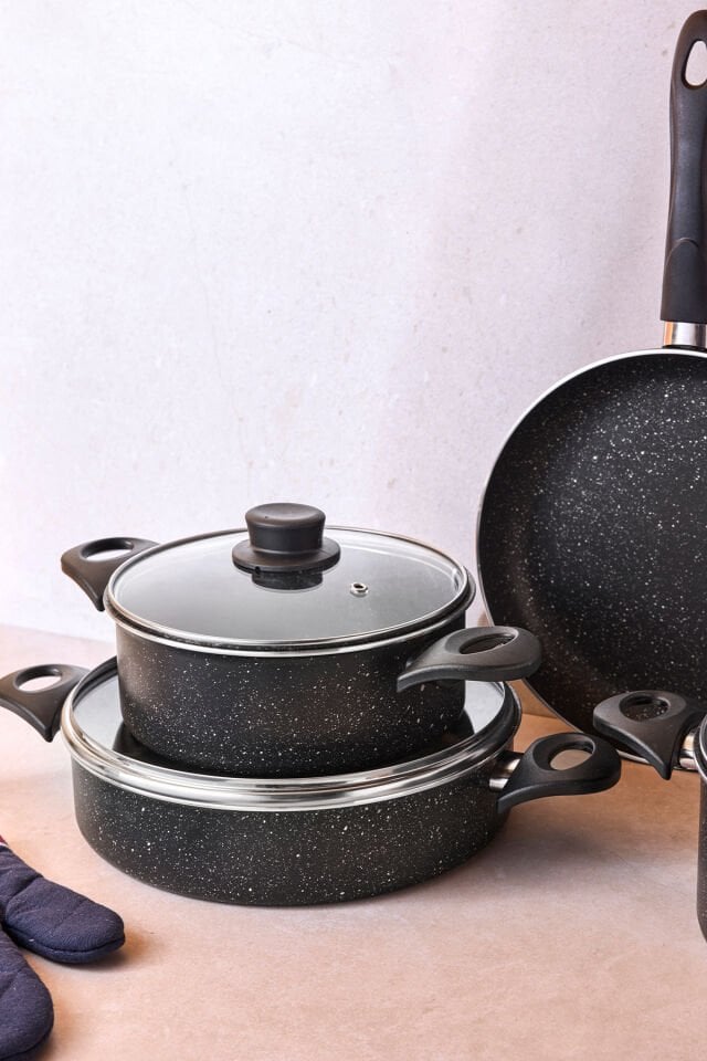 Perotti MasterGranito Black 7 Parça Tencere ve Tava Seti