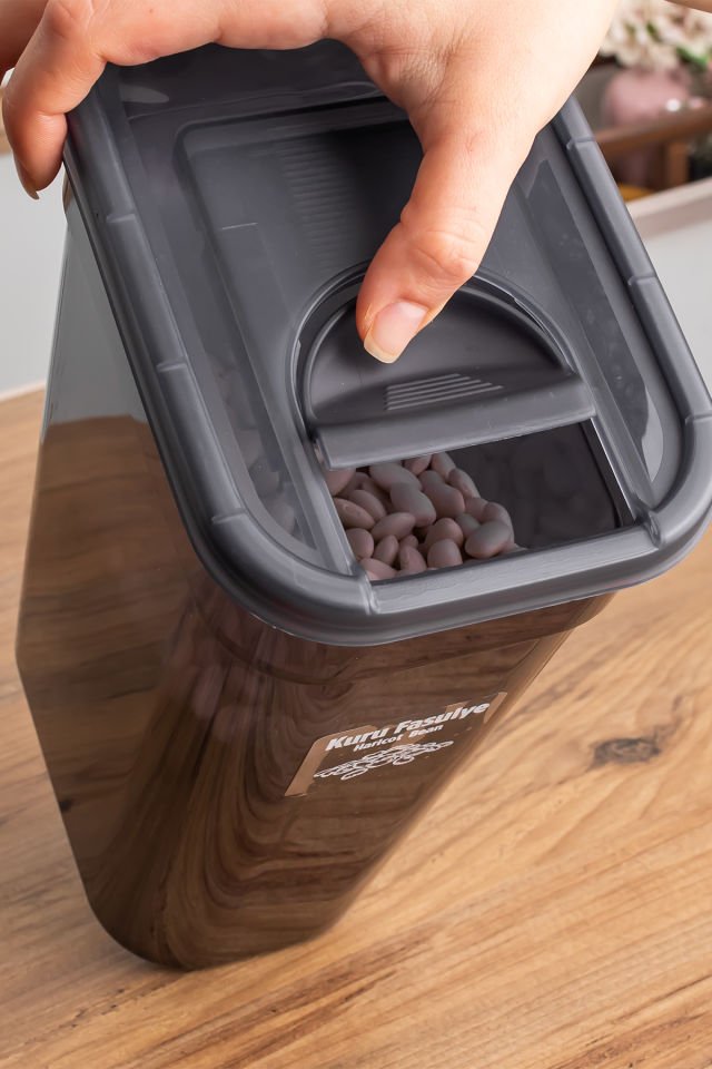 Porsima 2046 Etiketli 3,2 Litre 12Li Saklama Kabı Bakliyat Saklama Kabı Erzak Saklama Kabı Seti - Siyah