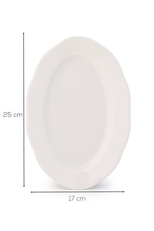Porsima 4454 Yonca Porselen Kayık Tabak Seti - Oval Kahvaltılık Sunumluk Seti 25cm