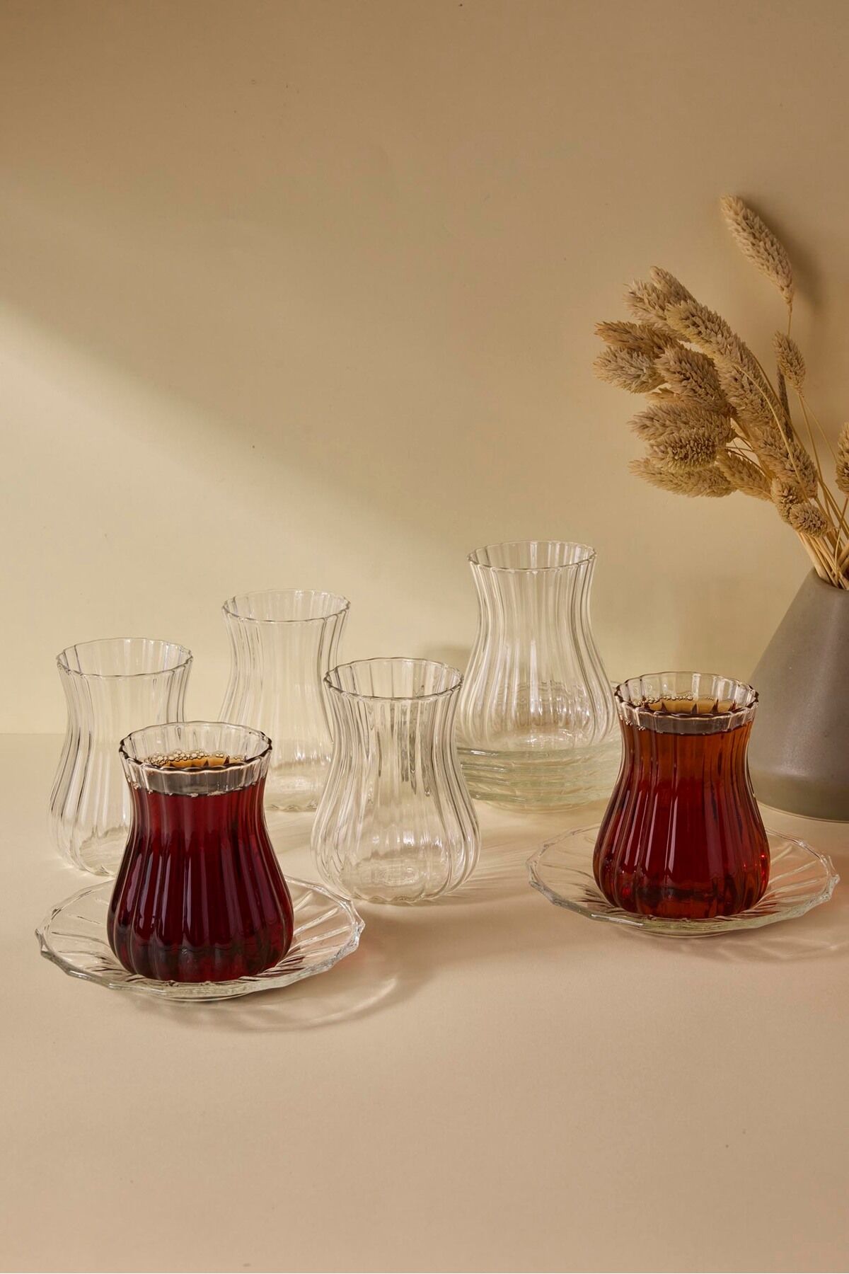 Perotti Harmancık 12 Parça Borosilikat Cam Çay Takımı 170 ml El Yapımı