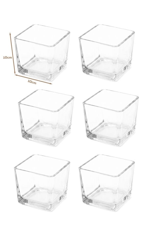 Porsima 13878 Vanes Prizma 6lı Cam Kase Puding Tatlı Ve Dondurma Kasesi Lokumluk Şekerlik Kase Seti Çerez Kasesi 10x10Cm