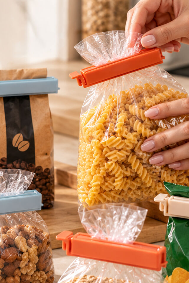 Porsima 12'li Plastik Poşet Klipsi Seti 3 Boy - Paket Ve Poşet Kapatıcı Mandal Tipi Tazelik Klipsi Takımı