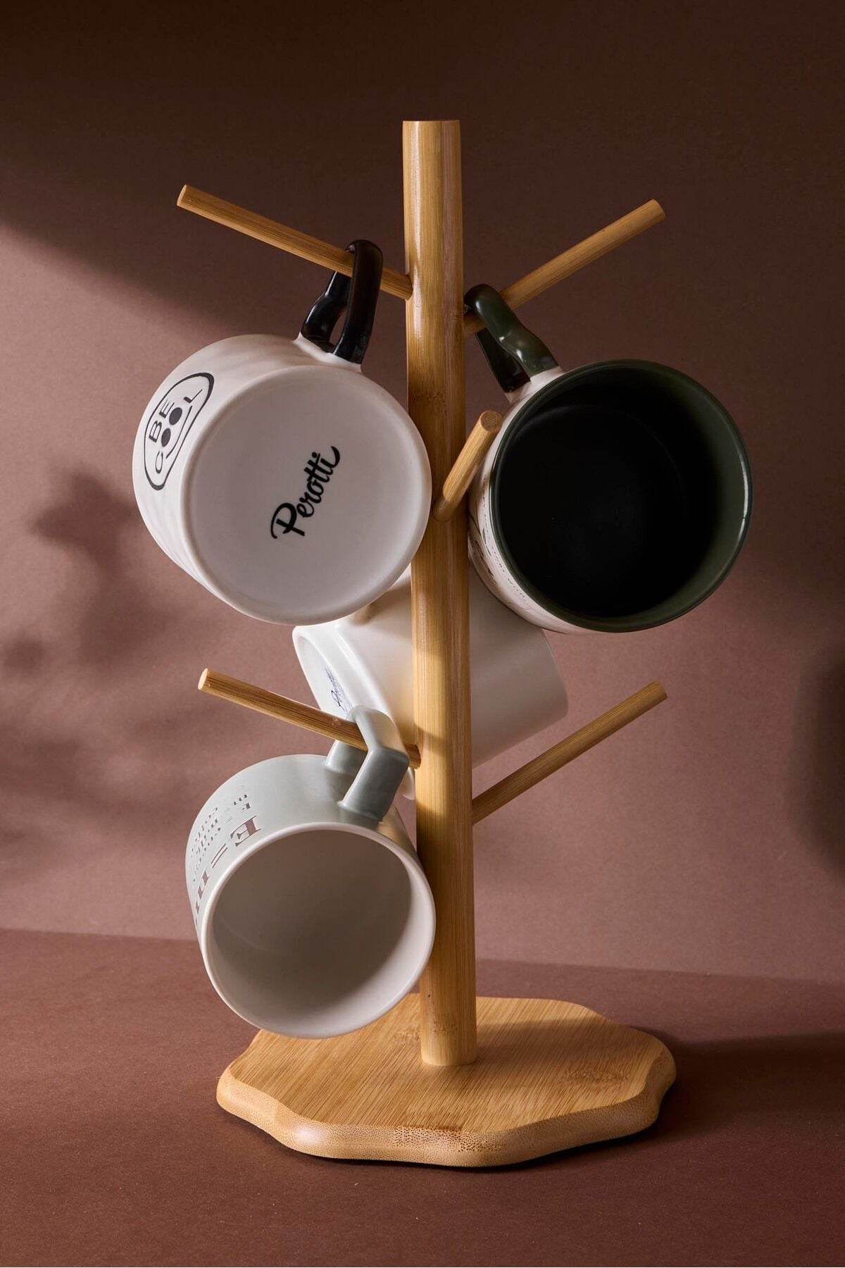 Perotti Bamboo Çiçek Desenli Bardak Askılığı