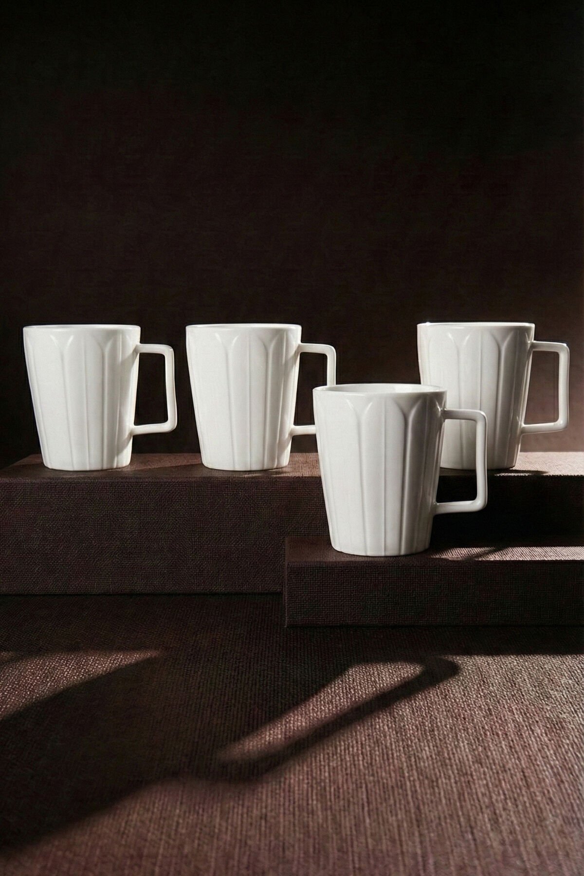 Perotti Pure Daisy 4'lü Saf Beyaz Porselen 230 ml Kupa Seti