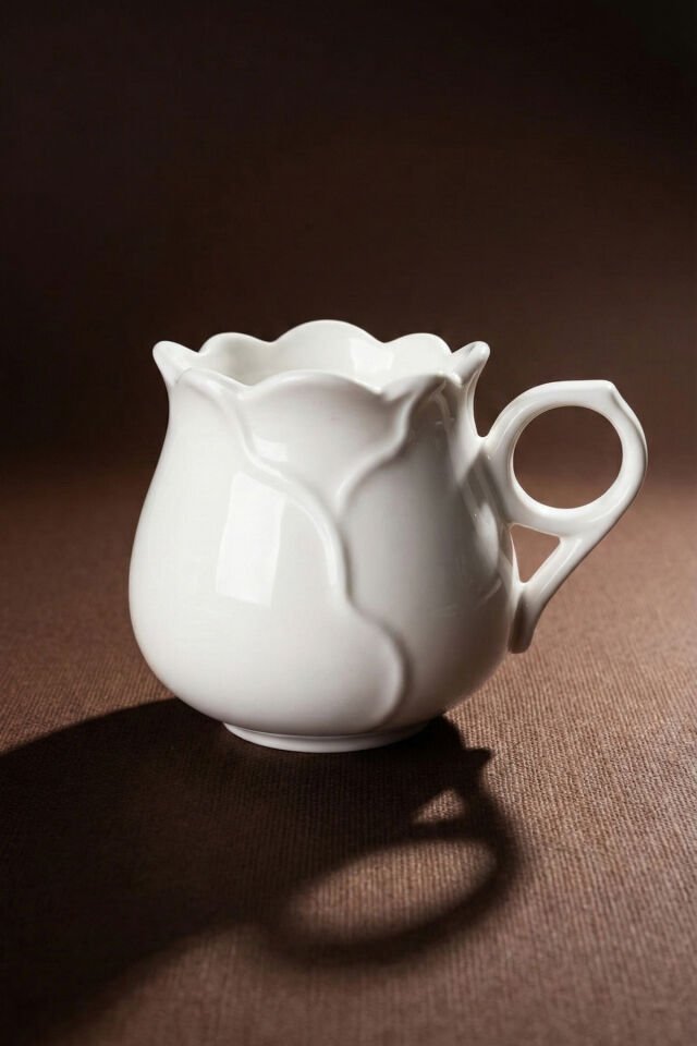 Perotti Pure Rose 4'lü Saf Beyaz Porselen 230 ml Kupa Seti