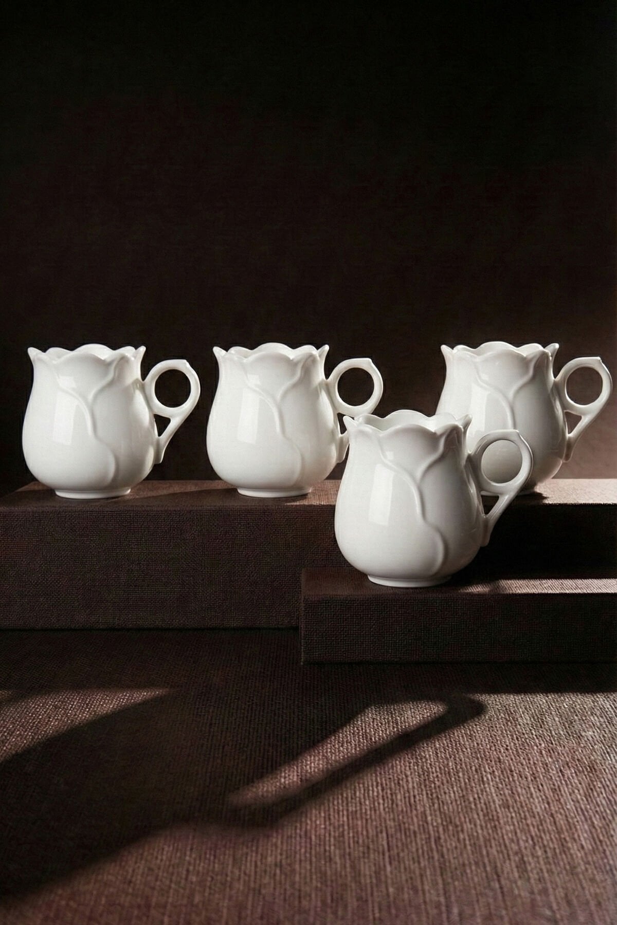 Perotti Pure Rose 4'lü Saf Beyaz Porselen 230 ml Kupa Seti