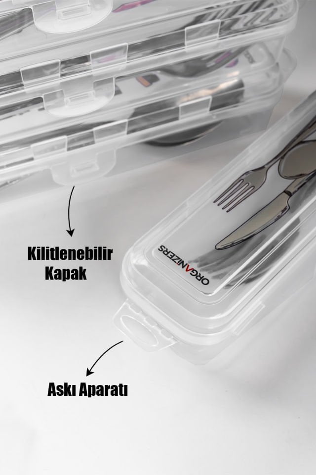Porsima Te-192 6 lı Makyaj Fırçası Kalemlik Diş Fırçası Kabı Çatal Kaşık Bıçak Saklama Kutusu Kabı Seti