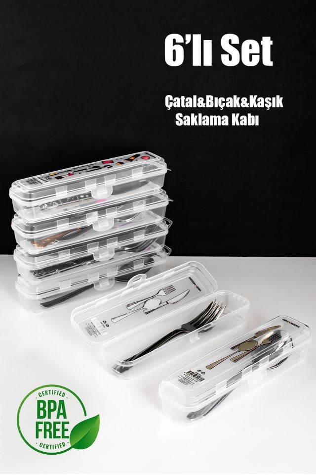 Porsima Te-192 6 lı Makyaj Fırçası Kalemlik Diş Fırçası Kabı Çatal Kaşık Bıçak Saklama Kutusu Kabı Seti
