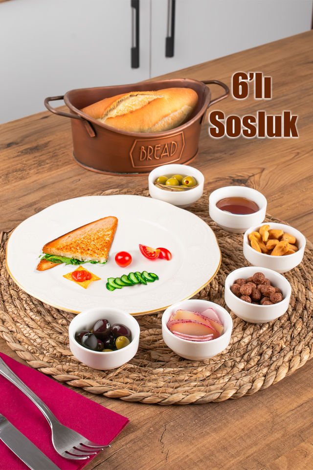 Porsima Bone 15688 6lı Sunumluk Kase Mini Çerezlik Şekerlik Reçellik Sosluk Çerezlik Kase Seti