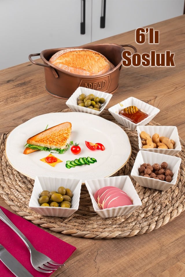 Porsima Bone 15690 6lı Sunumluk Kase Mini Çerezlik Şekerlik Reçellik Sosluk Çerezlik Kase Seti