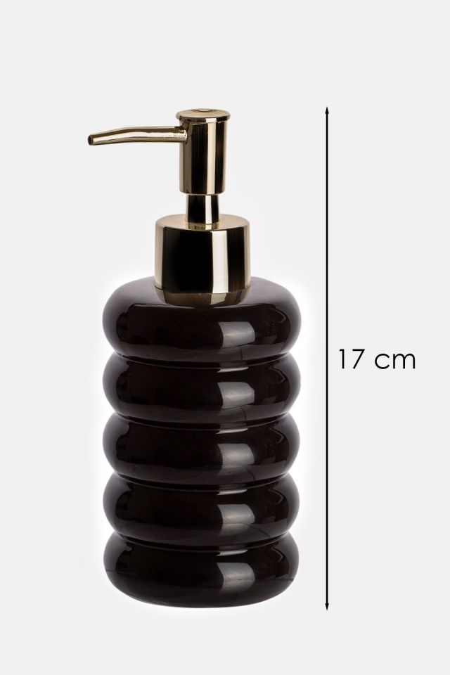 Porsima 3204 Porselen Sıvı Sabunluk - Tezgah Üstü Banyo Mutfak Lavabo Sabunluğu - 275 cc-Siyah