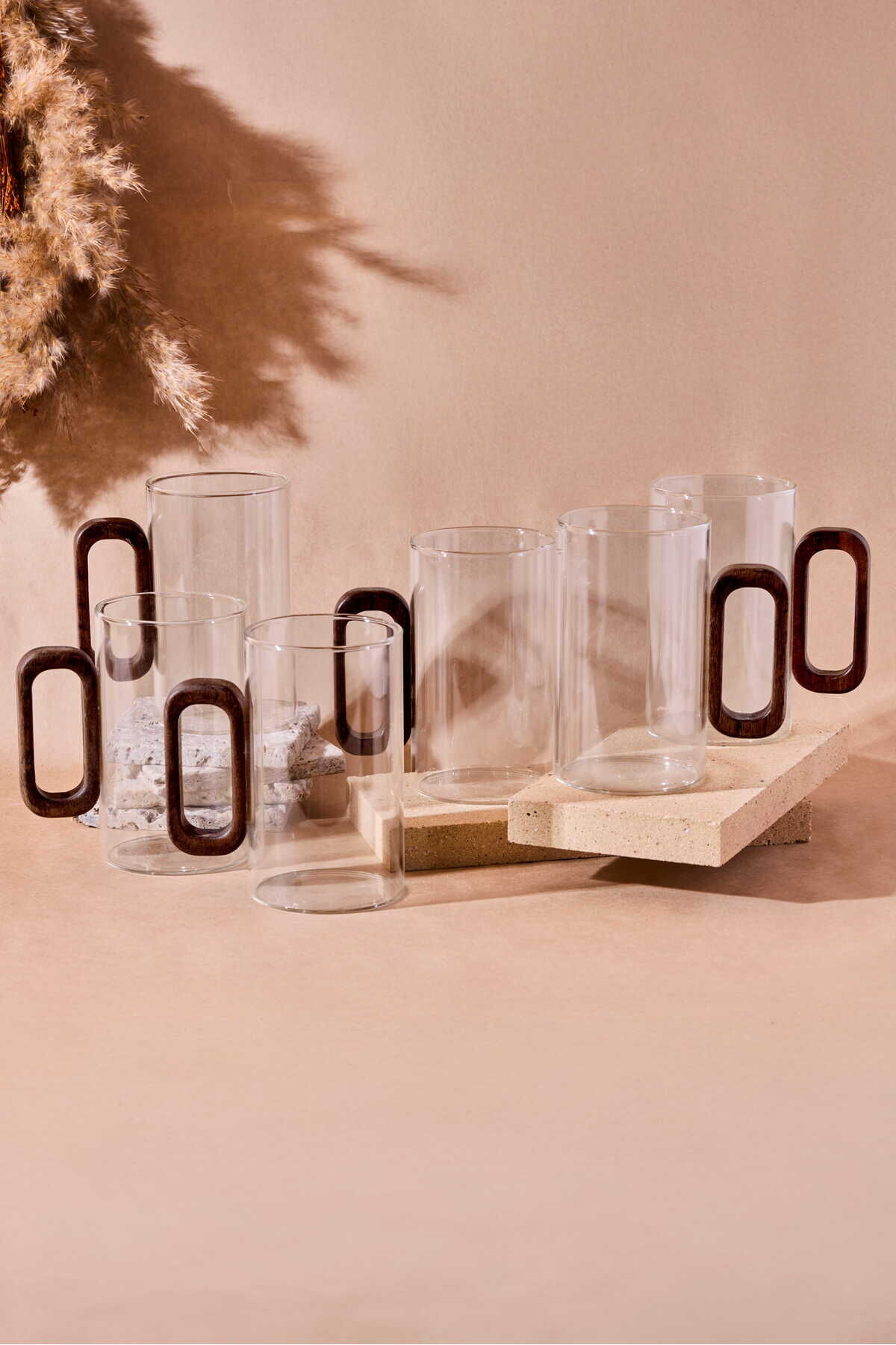 Perotti Siena 6'lı Akasya Kulplu 350 ml Cam Kupa