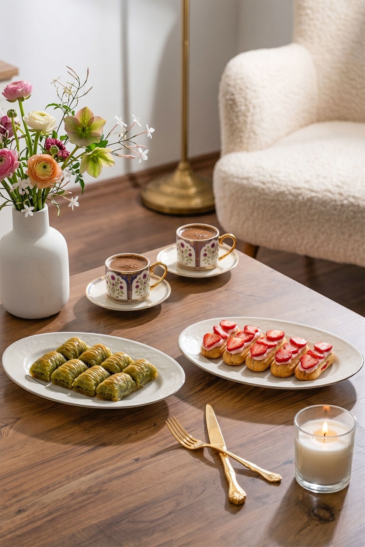 Porsima 4458 Burçak Porselen Platin Fileli Kayık Tabak Seti - Oval Kahvaltılık Sunumluk Seti 25cm
