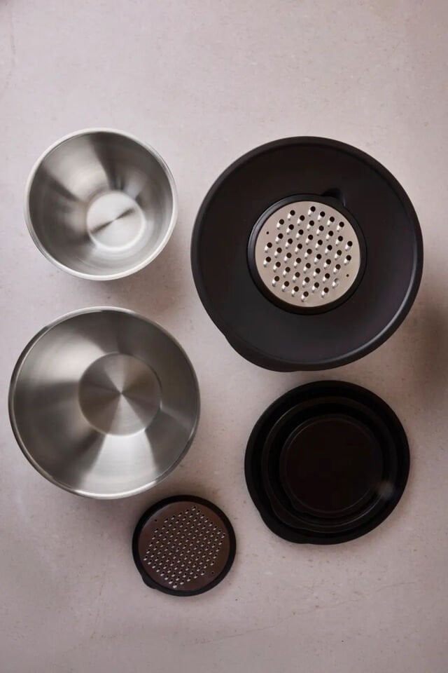 Perotti MixMate 9 Parça Rendeli Paslanmaz Çelik Karıştırma ve Saklama Kabı Seti (16-20-24 cm)