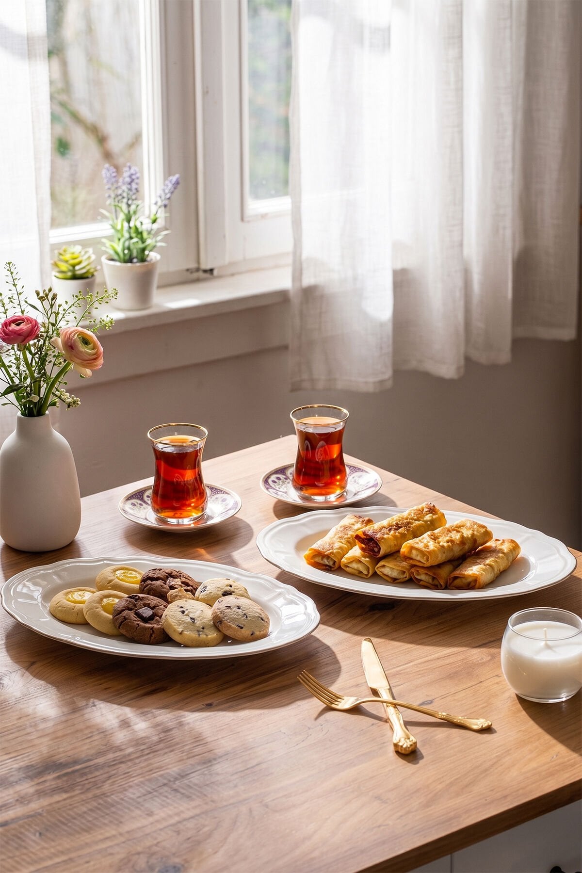 Porsima 4446 Tiffany Porselen Platin Fileli Kayık Tabak Seti - Oval Kahvaltılık Sunumluk Seti 30cm