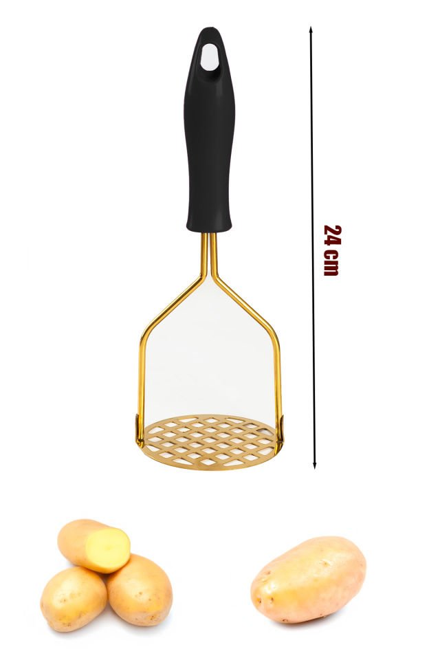 Porsima Patates Ezici Paslanmaz Metal Patates Ezici Püre Yapıcı Renkli Patates Ezeceği 24cm - Siyah