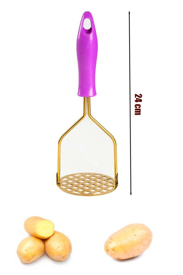 Porsima Patates Ezici Paslanmaz Metal Patates Ezici Püre Yapıcı Renkli Patates Ezeceği 24cm - Mor