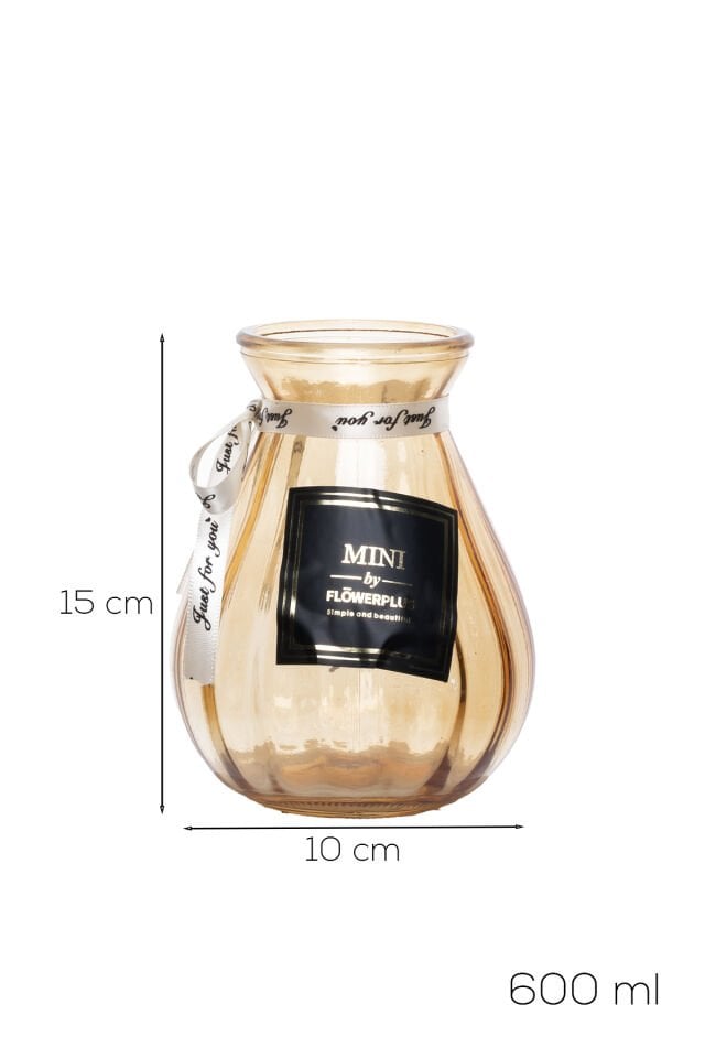 Porsima DHZ90223 Dekoratif Cam Vazo Açık Kahve 15cm-600ml