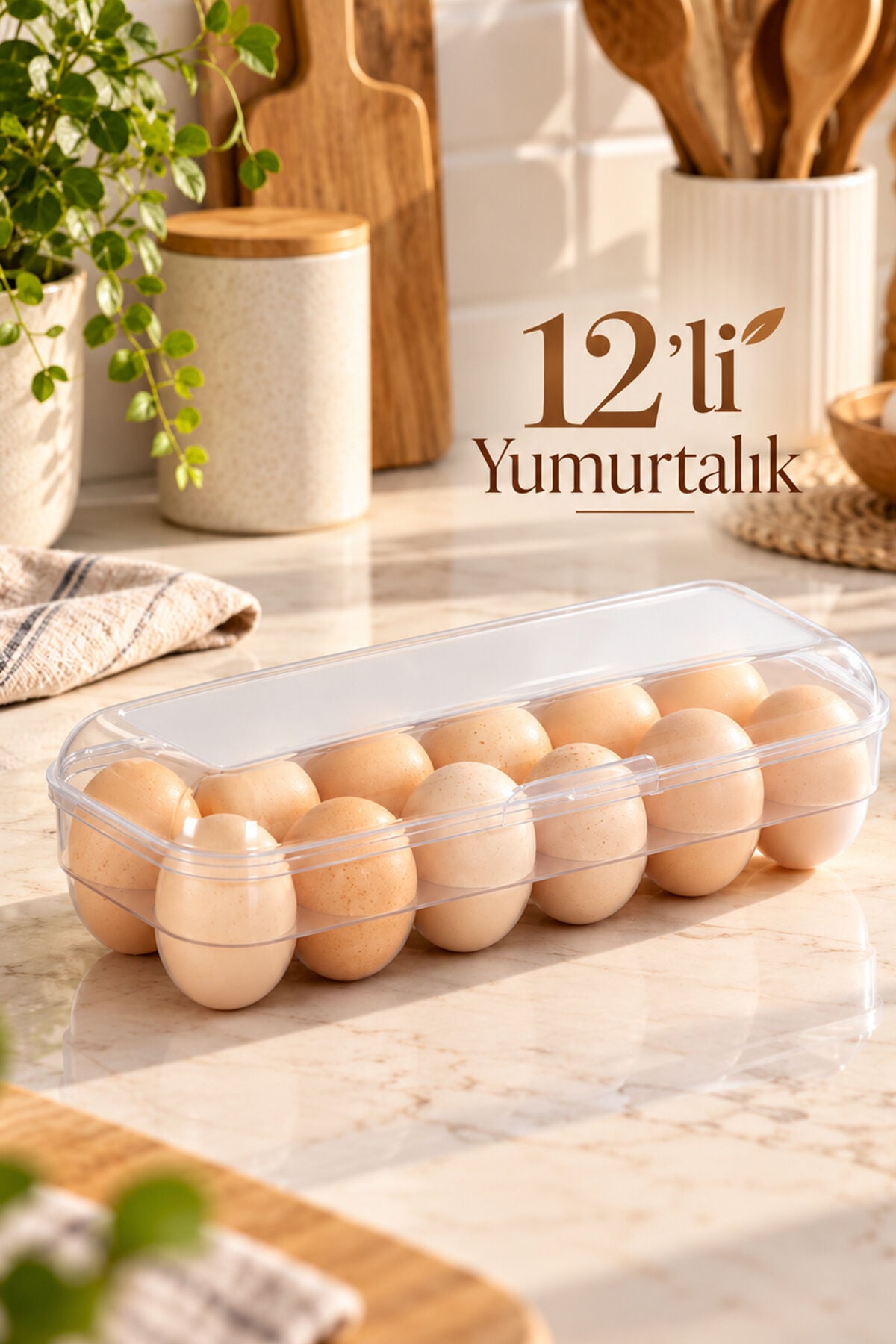 Porsima 161021-004 12 Bölmeli Kapaklı Yumurtalık Buzdolabı Yumurta Saklama Kabı-Beyaz