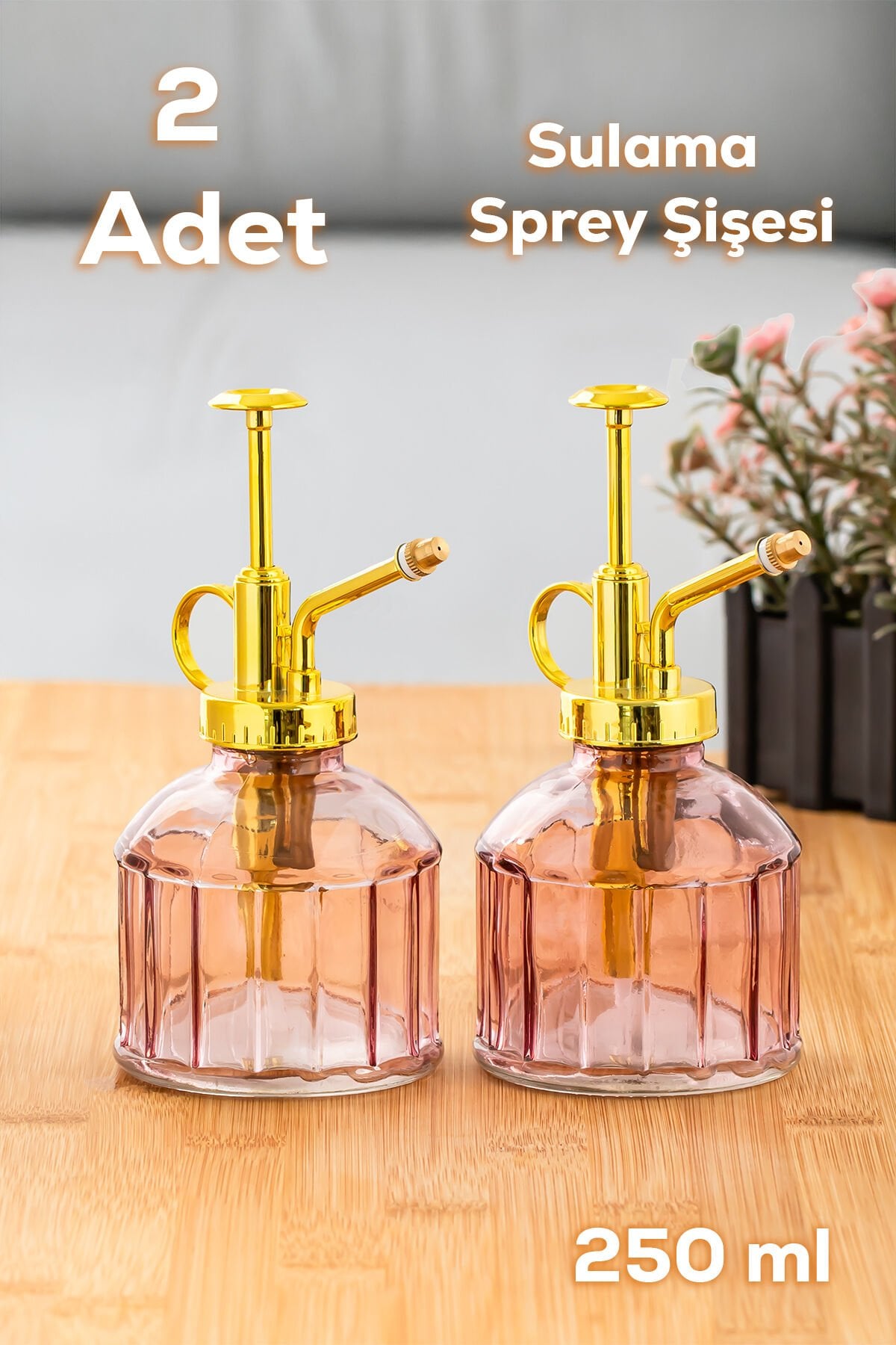 Perotti 15733 2li Mor Vintage Cam Bitki Sulama Şişesi Oda Kokusu Dağıtıcı Cam Dağıtıcı Sprey Yağlık 250ml