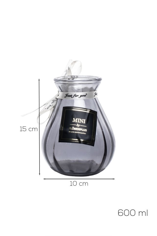 Porsima DHZ90223-1 Dekoratif Cam Vazo Antrasit 15cm-600ml