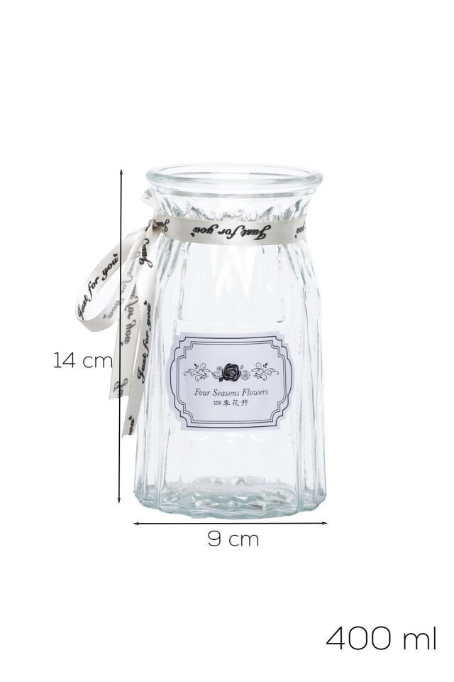 Porsima DHZ90220 Dekoratif Cam Vazo Şeffaf 14cm-400ml